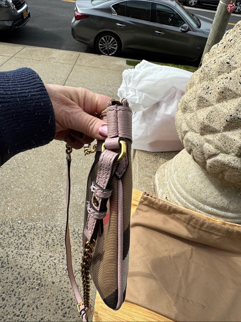 Burberry Pink Sequin Check Canvas Crossbody Purse - Picture 7 of 13